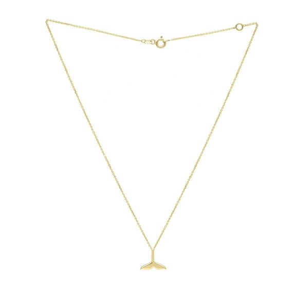 JewelStop 14k Yellow Gold Polished Finish 0.8mm Whale Tail Necklace, Spring Ring Clasp - 18"