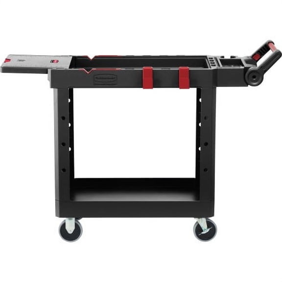 Rubbermaid Commercial Utility Cart Structural Foam, 520–500 lbs Capacity, Adjustable Push‑Pull Handle, Black