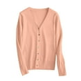 thumbnail image 2 of Lightweight V Neck Cardigan Sweater, Pink L, Size S-3XL, 2 of 8