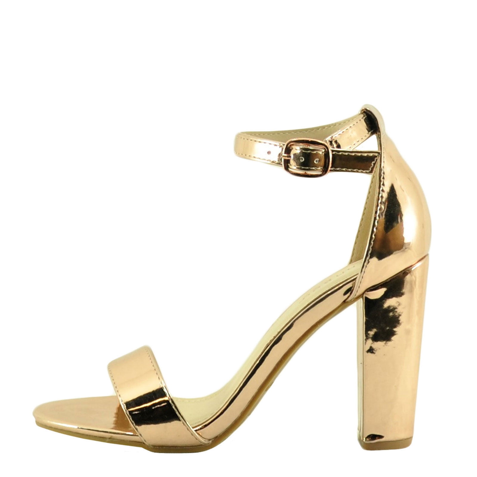 bamboo women's single band chunky heel sandal with ankle strap