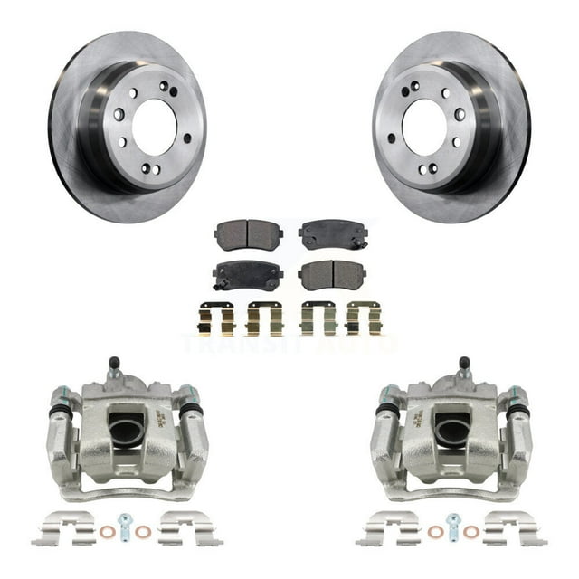 Transit Auto Rear Disc Brake Caliper Rotors and Semi-Metallic Pads Kit for Car 2016 Kia Sportage FWD From 12 10 15 KC8-100592P