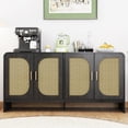 thumbnail image 3 of Diubas Sideboard Cabinet, Buffet Cabinet, Rattan Cabinets with Storage, for Kitchen Living Room, Black, 3 of 8