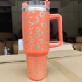 thumbnail image 1 of Taza térmica de acero inoxidable 304 con estampado de leopardo y asa de 40 oz para coche, con pajita, protección contra el frío, 1 of 6
