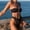 Black, variant on Babysbule Swimsuits for Women Fashion Women Split Swimsuit Show Waist Solid Color Bikini