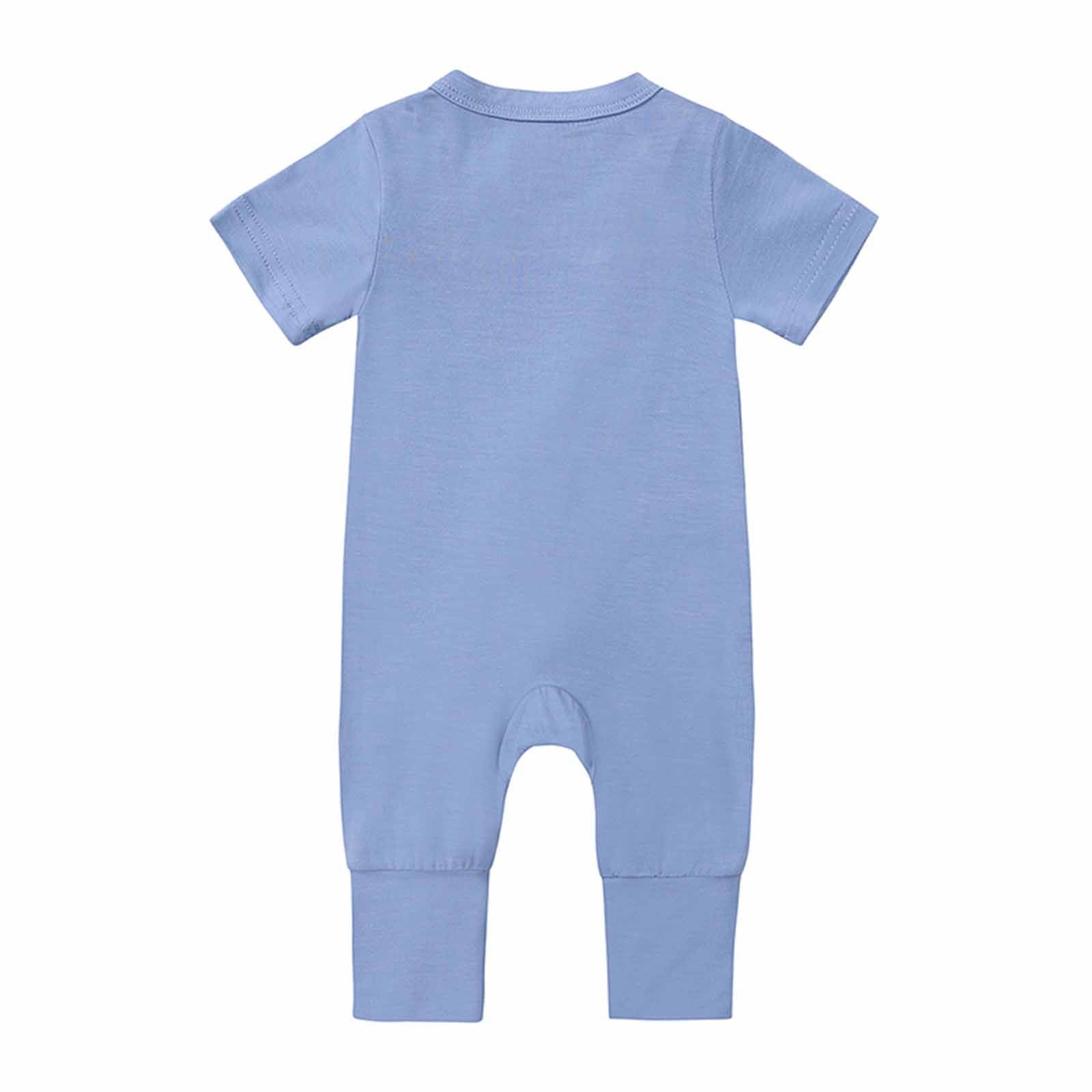 BONIXOOM Children'S Clothing Clearance Little Girls Clothing Set Outfit Fashion Spring Round Neckline Tie Solid Short Sleeve Bodysuit Blue 24