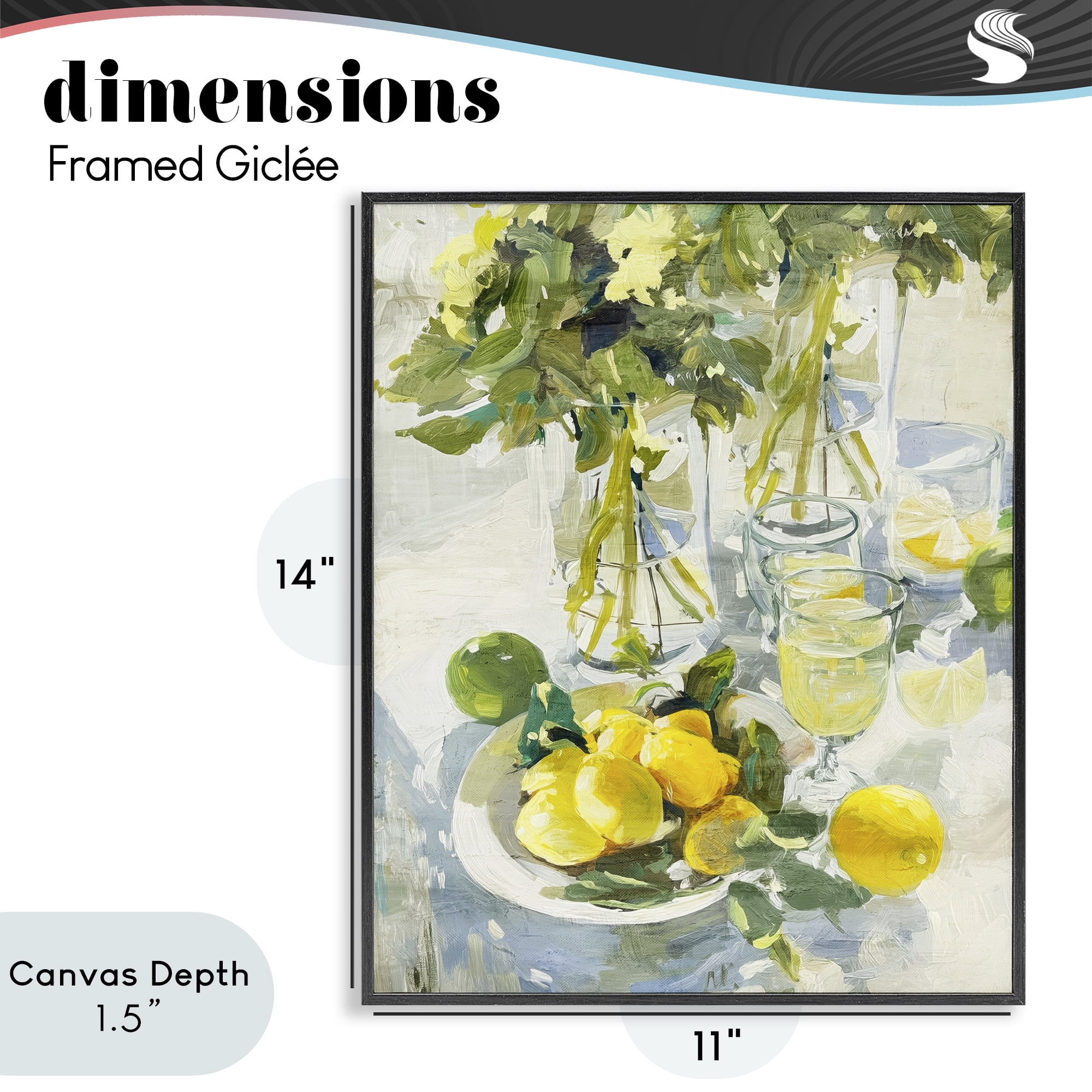 Stupell Industries Fresh Kitchen Lemons Spread Black Framed Giclee Art, design by Annabelle Hall