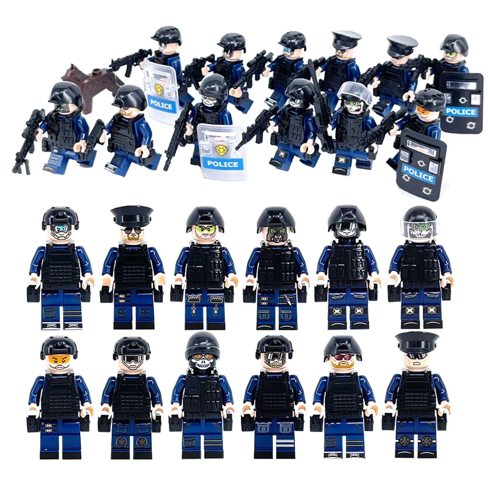 12pcs/set Military Special SWAT Police Building Bricks Figures Educational Toys 