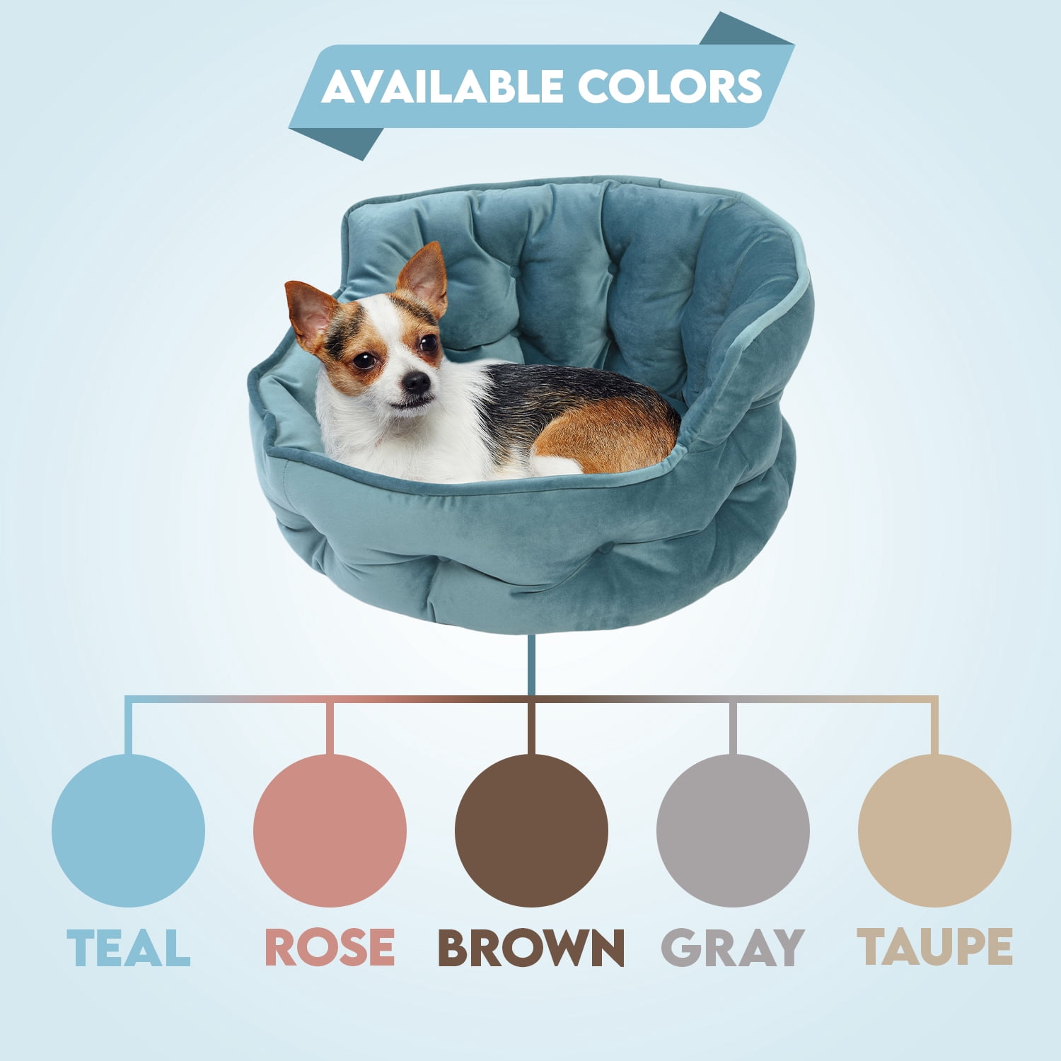 Precious Tails Ultra Plush Mini Tufted Velvet Round Cuddler Dog Cat Pet Bed - Small