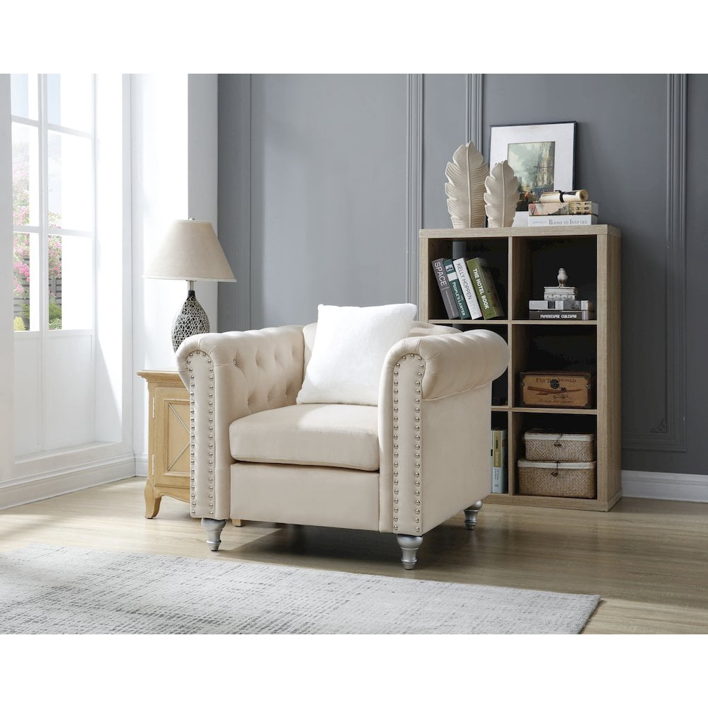 Glory Furniture Raisa Accent Chair in Beige Color