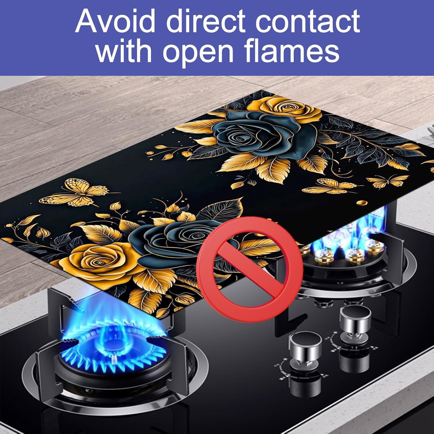 Flowers Stove Top Cover for Electric Pad 28 x 20 inches Flora Patterns Kitchen Decorations Stovetop Covers Protection Pad for Dishes Sinks Pads Coffee Machine