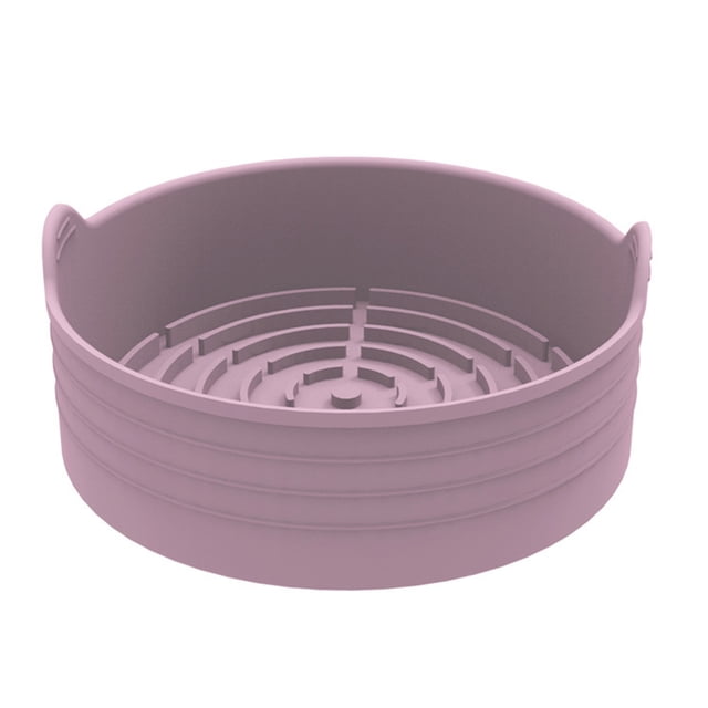 Cesta de silicona para freidora de aire, práctica y reutilizable, ideal para hornear y asar en casa. Resistente al calor, fácil de limpiar y con asas antideslizantes. ¡Perfecta para mantener tu
