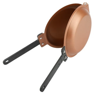 Tebru Household Frying Pan,Frying Pan Flip Double-sided Non-stick Barbecue  Cooking Tool Cookware Stove Anti-scalding Handle,Double-sided Frying Pan