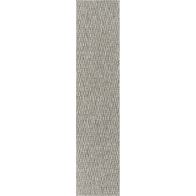 Unique Loom Outdoor Solid Heathered Rug 2' 7 x 12' Runner Light Gray/Gray