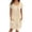 Khaki, variant on Women's Cotton Linen Dress, Casual Crew Neck Short Sleeve Loose Sundress with Pockets, Retro Button Henley T-Shirt Dress