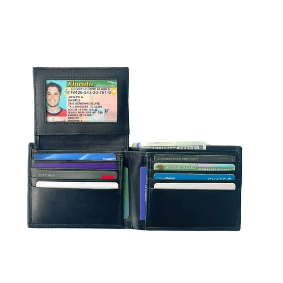 Men's Genuine Leather Slim Bifold Men's Wallet- ID Credit Card Holder