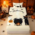 thumbnail image 4 of Erosebridal Halloween Witch Skull Twin Sheets, Kawaii Vampire Bedding, Peach Black, Halloween Reversible, 3 Pieces, 1 Flat Sheet, 1 Fitted Sheet and 1 Pillowcase, 4 of 6