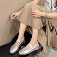 thumbnail image 2 of Glitter Silver Bowtie Flats Shoes Women Round Toe Patchwork Plaid Leather Loafers Flat Shoes Women, 2 of 5