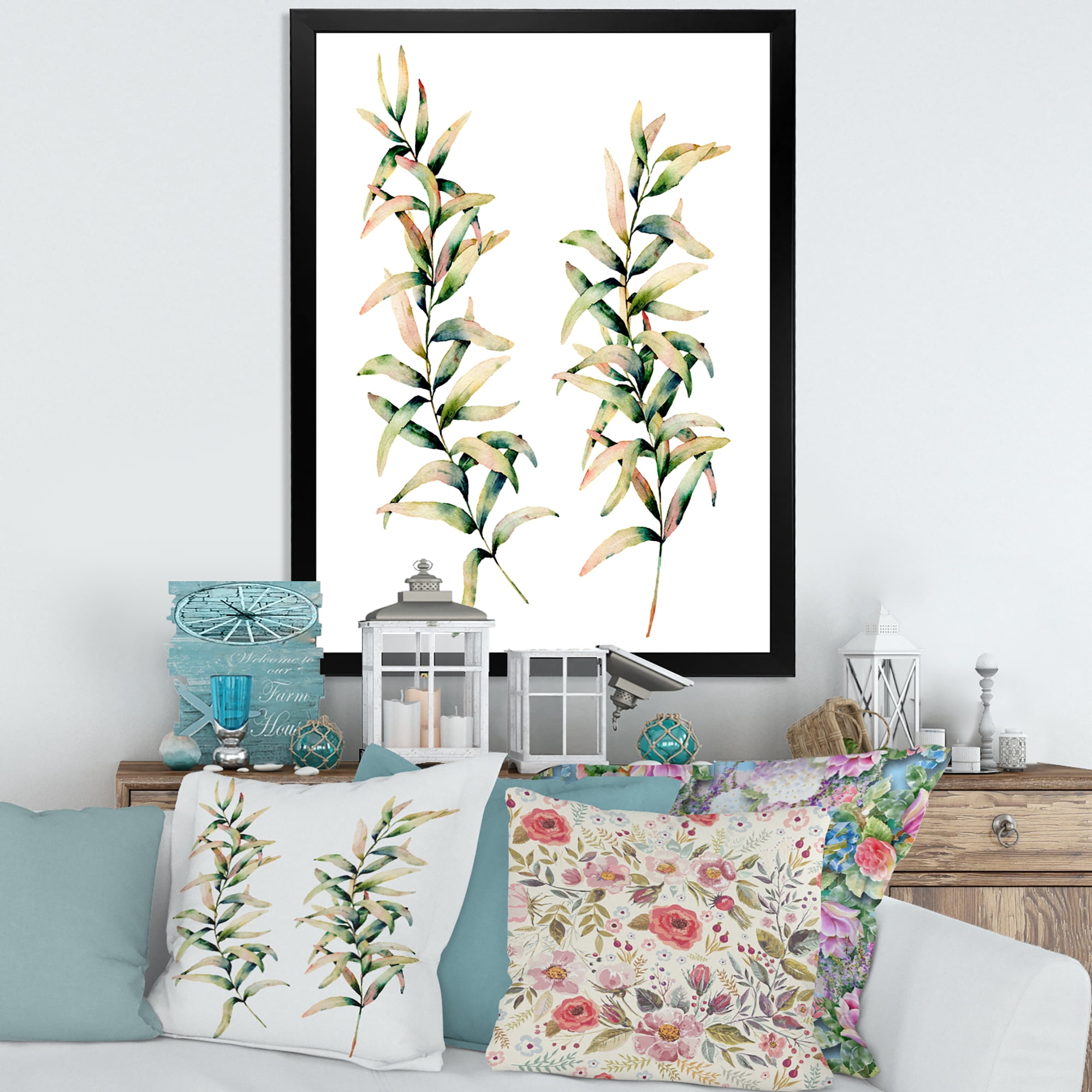 Designart 'Autumn Branches of Grass ' Traditional Framed Art Print