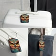 thumbnail image 6 of Cartoon Owl Square PU Leather 2 Pack Travel Tag - Bag Tag - Suitcase Tag with Privacy Cover and Stainless Steel Ring - Suitable for Travel, Backpack, and Handbag, 6 of 7