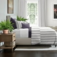 thumbnail image 3 of 6ix Tailors August Stripe Eggplant Reversible Duvet Cover Set Oversized King, 3 of 5