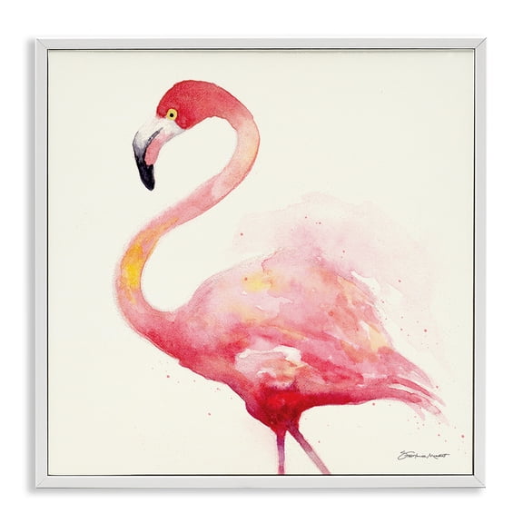 Stupell Industries Tropical Minimal Flamingo Bird Watercolor White Framed Giclee Art, 24 x 24, by Stephanie Workman Marrott