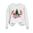 thumbnail image 4 of asdoklhq Christmas Women Sweatshirt Women's Round Neck Christmas Printed Sweatshirt Long Sleeved Top Sweatshirt White M, 4 of 6