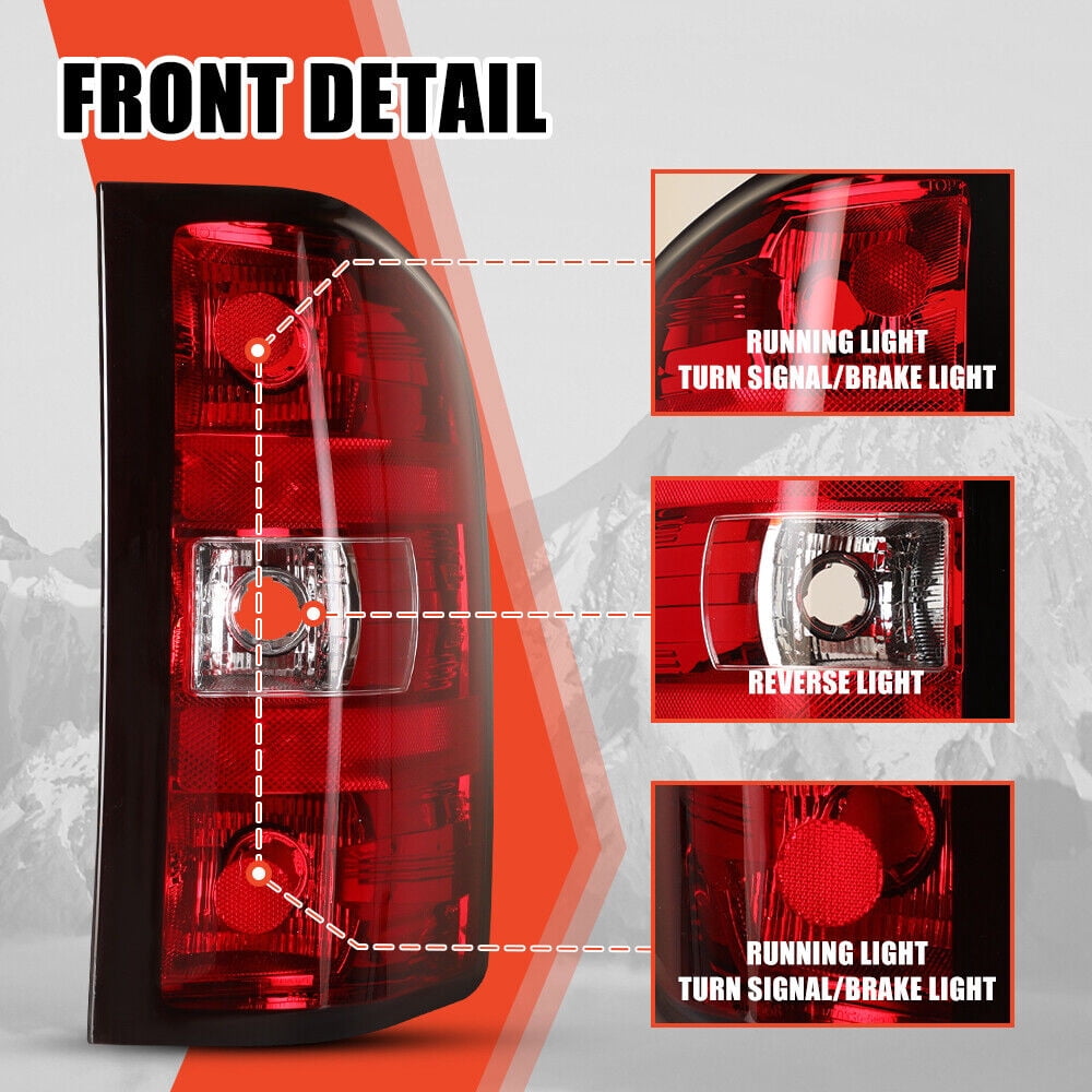 Tail Lights compatible for 2007-2013 Chevy Silverado 1500 2500 3500 Chevrolet Rear Lamps Assembly Driver Passenger Replacement Set