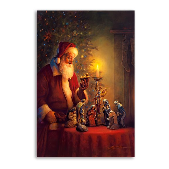Christmas Santa Claus Nativity Scene Wall Art Poster Gifts Bedroom Prints Home Decor Hanging Picture Canvas Painting Posters 24x36inch(60x90cm)