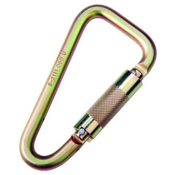 3M DBI-SALA Saflok, 2000113 Steel Carabiner, 3600  lb Self Closing/Locking Gate (1-3/16" Opening), Gold