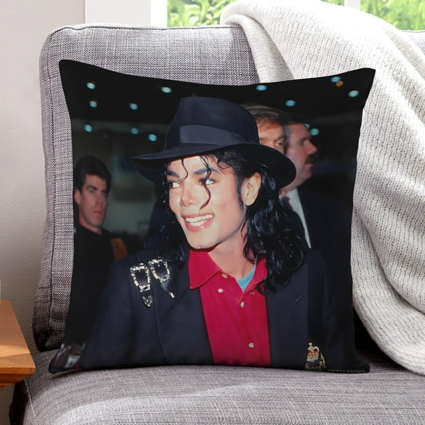 MICHAEL JACKSON Fundas de almohada de terciopelo con tema, regalos de funda de almohada, decoración para el hogar, cojín de lanzar, regalo de cumpleaños para fans y parejas. 50cm x 50cm.