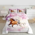 thumbnail image 2 of Manfei Western Racing Horse Bedding Comforter Set for Adult, Western Rustic Animal Twin Comforter Sets, Romantic Blossoms Floral Reversible Bedding Set, Super Cozy Room Decor, 2pcs, 2 of 8