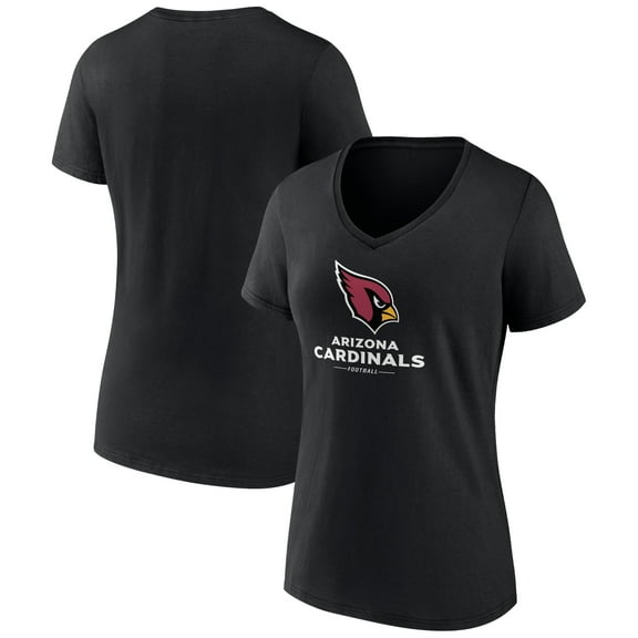 Women's Black Arizona Cardinals Logo Team Lockup V-Neck T-Shirt