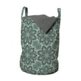 thumbnail image 1 of Ethnic Laundry Bag, Oriental Themed Floral Pattern Folkloric, Hamper Basket with Handles Drawstring Closure for Laundromats, 13" x 19", Forest Green Seafoam, by Ambesonne, 1 of 4
