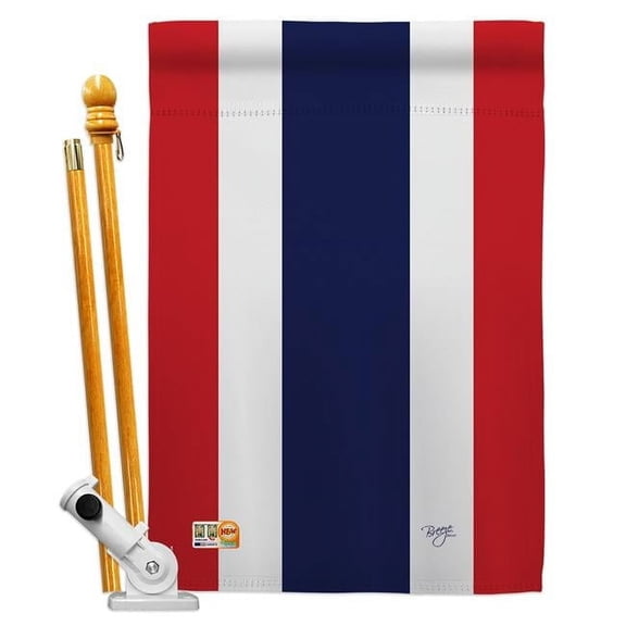 Breeze Decor BD-CY-HS-108206-IP-BO-D-US14-BD 28 x 40 in. Thailand Flags of the World Nationality Impressions Decorative Vertical Double Sided House Flag Set with Pole Bracket & Hardware