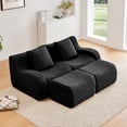 thumbnail image 2 of LiviNest Anti-Slip Chaise Lounge Sofa, Teddy Fabric Upholstery with 32D High Density Sponge Cushion, Curved Armrests Ergonomic Support for Living Room Bedroom, Black, 2 of 6