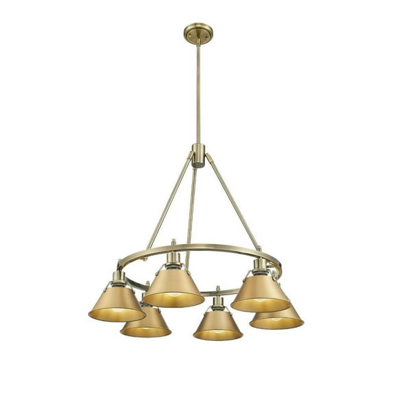 3306-6 AB-BCB Golden Lighting Orwell - 6 Light Chandelier-20.38 Inches Tall and 29 Inches Wide-Aged Brass Finish-Brushed Champagne Bronze Shade Color