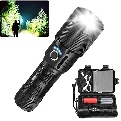 Zacro 100000 High Lumens Rechargeable Flashlight, Super Bright Tactical LED  Flashlight Waterproof Zoomable Flashlight, 5 Modes for Emergencies, Camping,  Outdoor Sport 