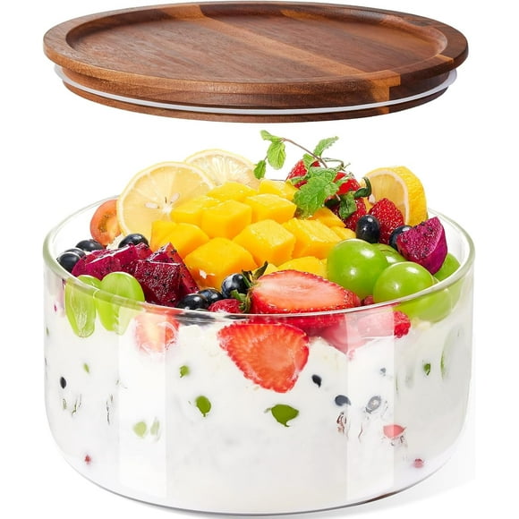 Large Trifle Bowl Glass, 106 oz Trifle Bowl with Lid, Clear Glass Salad Bowl Serving Bowl for Laying Salad, Ice Cream Cake, Fruit etc, Dishwasher/Microwave Safe