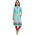 thumbnail image 7 of Bimba Women's Aqua Moss Georgette Kurti Summer Wear Printed Tunic Kurta-18, 7 of 7