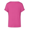 thumbnail image 5 of Holzkary Womens T-Shirts - Short Sleeve Spring Summer Tops Crew Neck Trendy Casual Work Soft Basic Tees for Ladies 2025 Women's Casual Top Short Sleeve Knot Shirts Fit V Neck T Shirt Tops Hot Pink Xl, 5 of 5
