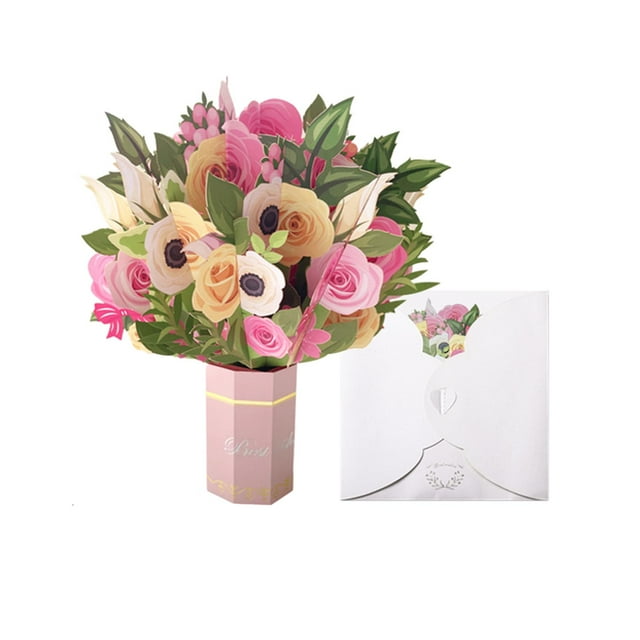 Tarjeta de felicitación del día de la madre, ramo de flores, tarjeta , adorno, tarjeta de escultura de papel elegante para amigos de Acción 228x210mm