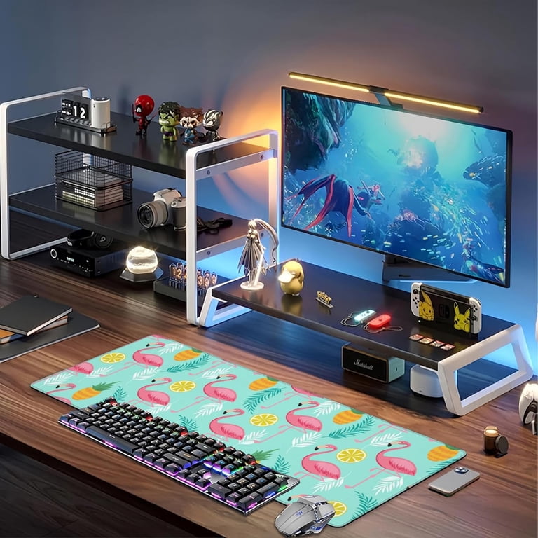 Flamingo Mouse Pad,Animal Palm Leaf Gaming Keyboard Mat,Laptop Computer