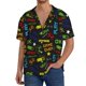 thumbnail image 1 of Balery Pixel Game Camisa Casual de Manga Corta con Botones para Hombre, Texturizada, Estilo Cubano, para Playa, Verano-Small, 1 of 4