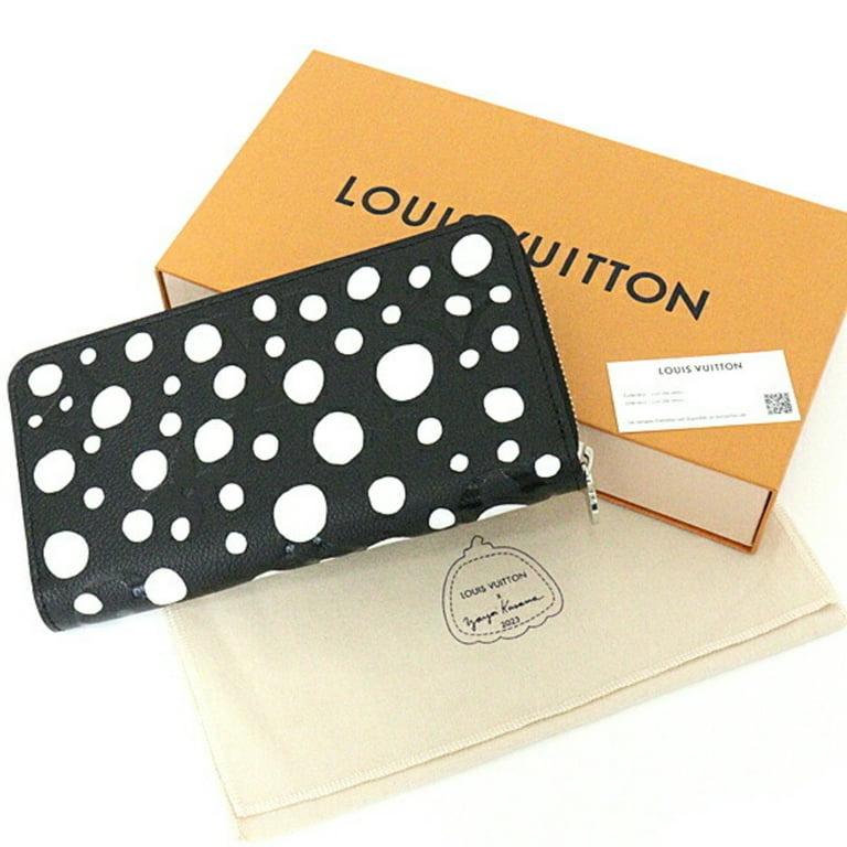 used Pre-owned Louis Vuitton Louis Vuitton Yayoi Kusama LV x YK Zippy Round Long Wallet M81906 Black White (Like New), Women's, Size: (HxWxD): 10.5cm