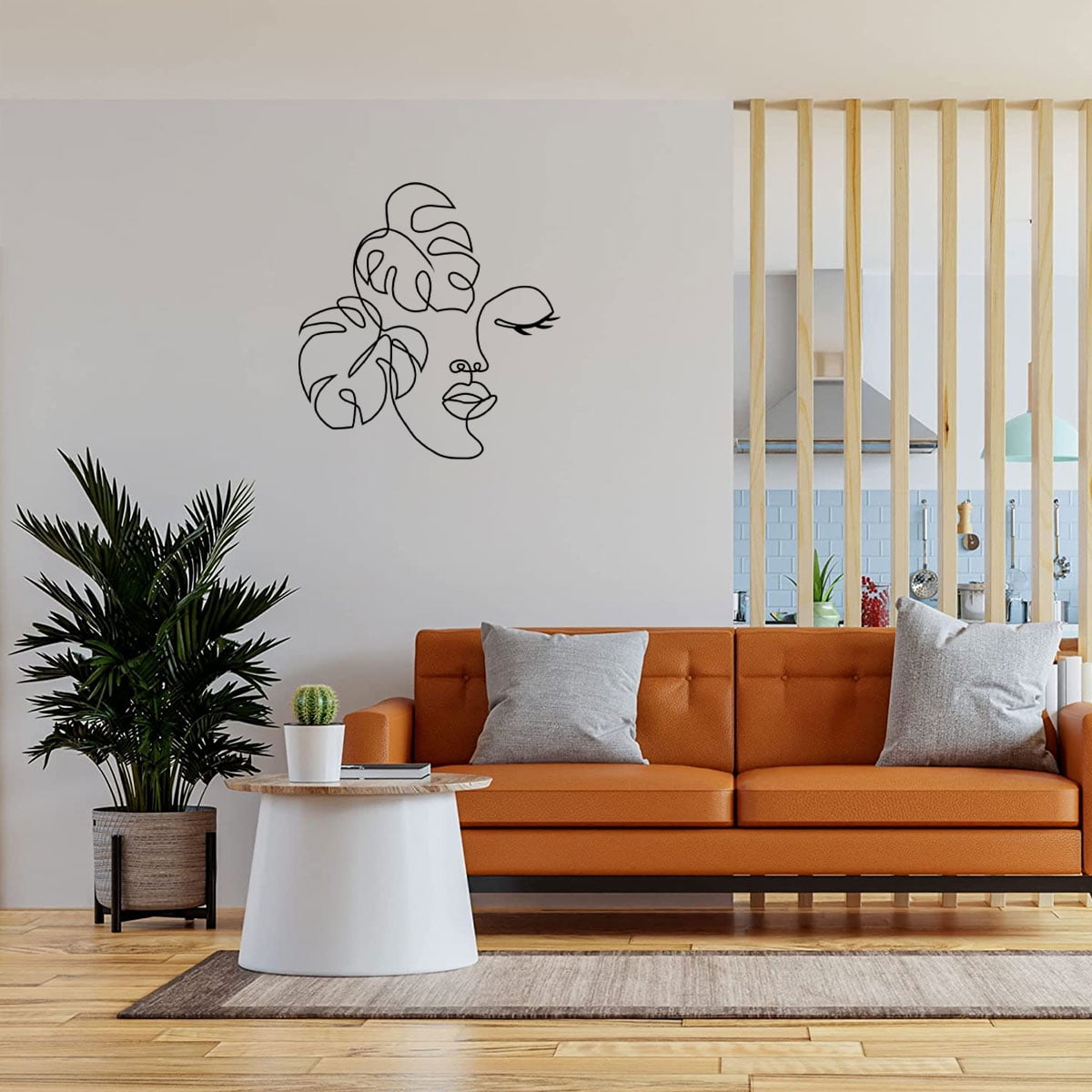 Metal Wall Art Minimalist Facial Line Wall Decor Abstract Iron Wall Sculpture Modern Black Home Hanging Wall Art Decor for Living Room Bedroom Bathroom Office