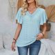 thumbnail image 1 of Fiudx Tops para Mujer Camiseta Holgada Informal con Cuello En V y Manga de Retales de Color Sólido para Mujer, 1 of 6