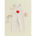 thumbnail image 2 of Suealasg Kids Girl Corduroy Jumpsuit Suspender Heart Print Romper Overalls 2T 3T 4T 5T Little Girls Long Pants Fall Clothes, 2 of 8