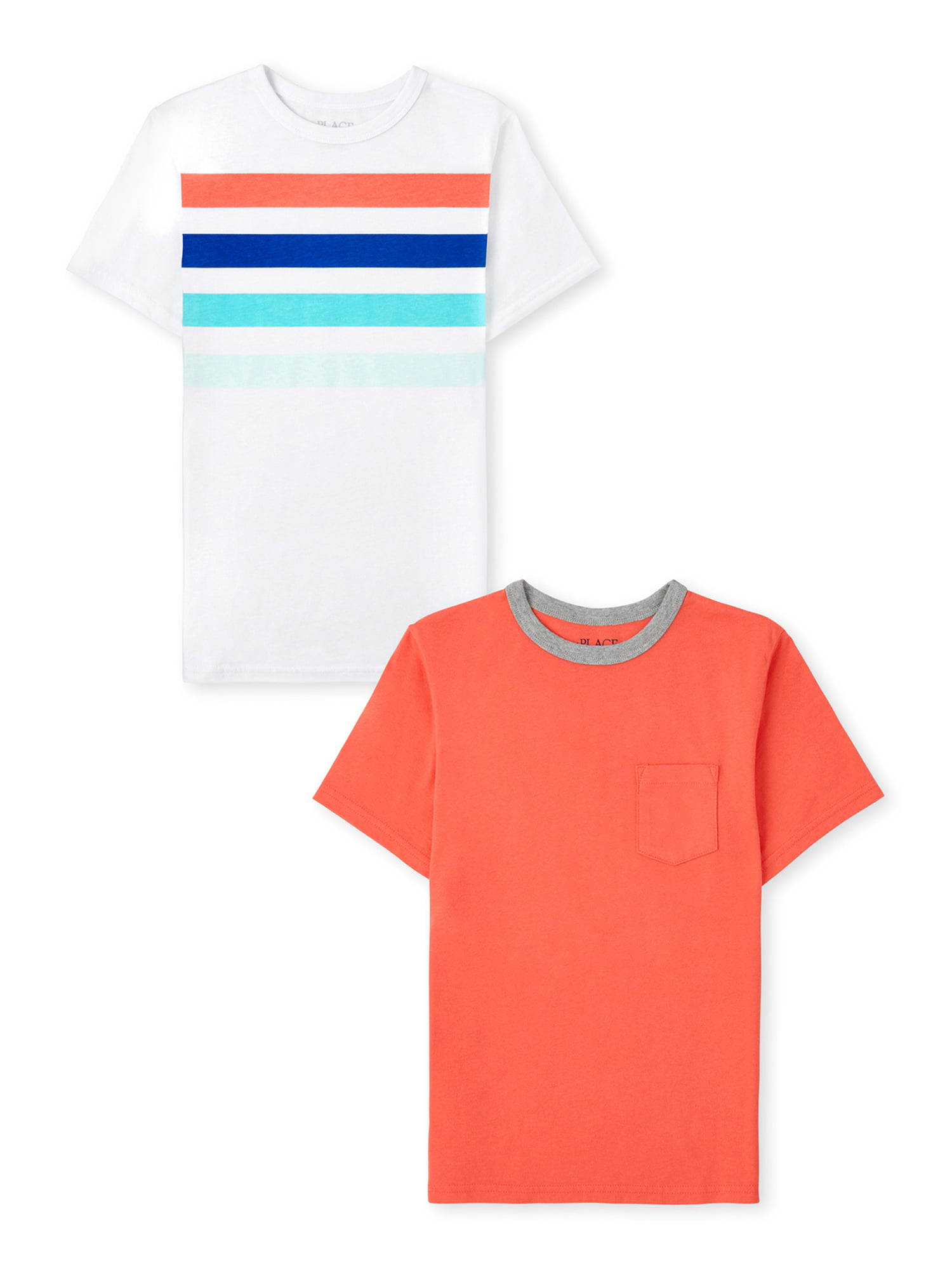 18M-2T-3T-4T-5T Boys Toddler Orange Short Sleeve V-Neck T-Shirt 