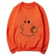thumbnail image 4 of CLOISE Halloween Women's Sweatshirts Funny Ghost Graphic Pullover Sweatshirts Fall Long Sleeve Crewneck Hoodies Shirts Comfy Blouses Holiday Party Outfits Orange M Treat, 4 of 5