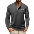 thumbnail image 3 of UVEASISHA Men Henley Long Sleeve Shirt Casual Cotton Tshirt with Pockets Loose Fit Sport Tee Shirt Black XXXL, 3 of 8